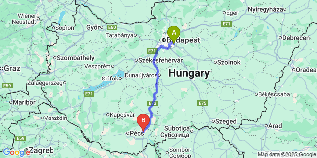 Map: Budapest Airport (BUD), Ferihegy, Liszt Ferenc to Szűr