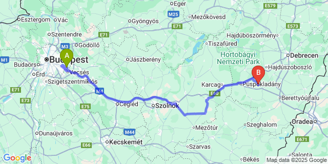 Map: Budapest Airport (BUD), Ferihegy, Liszt Ferenc to Tetétlen