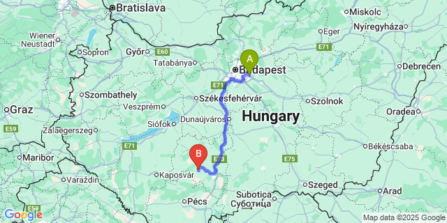 Map: Budapest Airport (BUD), Ferihegy, Liszt Ferenc to Tevel