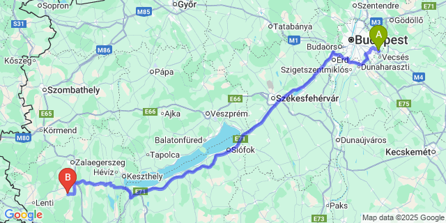 Map: Budapest Airport (BUD), Ferihegy, Liszt Ferenc to Tófej