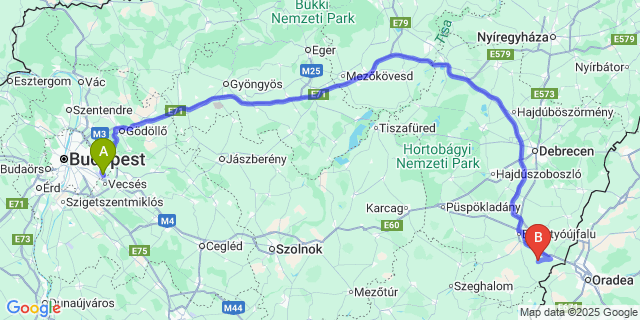 Map: Budapest Airport (BUD), Ferihegy, Liszt Ferenc to Told