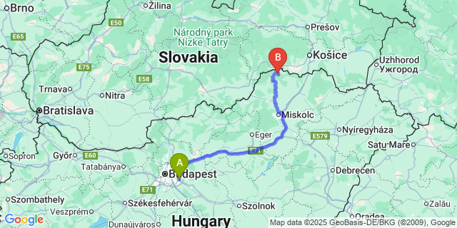 Map: Budapest Airport (BUD), Ferihegy, Liszt Ferenc to Tornaszentandrás