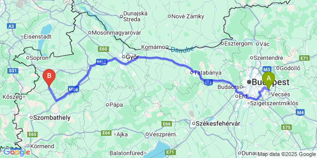 Map: Budapest Airport (BUD), Ferihegy, Liszt Ferenc to Újkér
