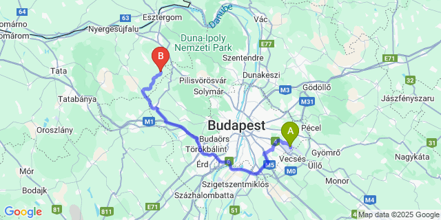 Map: Budapest Airport (BUD), Ferihegy, Liszt Ferenc to Úny