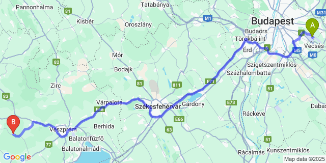 Map: Budapest Airport (BUD), Ferihegy, Liszt Ferenc to Úrkút