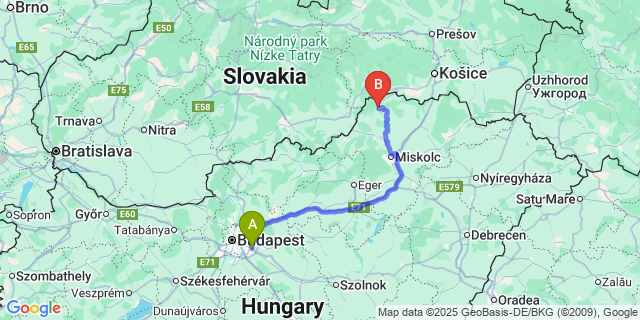 Map: Budapest Airport (BUD), Ferihegy, Liszt Ferenc to Varbóc
