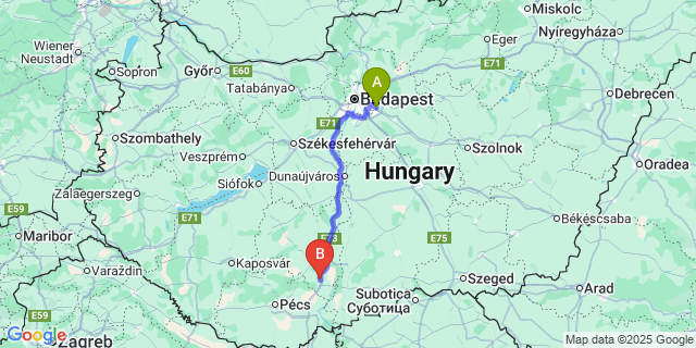 Map: Budapest Airport (BUD), Ferihegy, Liszt Ferenc to Várdomb
