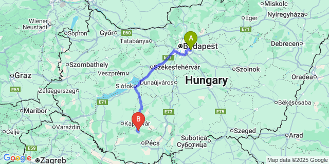 Map: Budapest Airport (BUD), Ferihegy, Liszt Ferenc to Varga