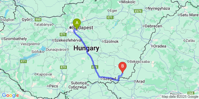 Map: Budapest Airport (BUD), Ferihegy, Liszt Ferenc to Végegyháza