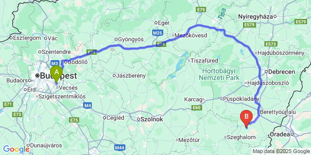 Map: Budapest Airport (BUD), Ferihegy, Liszt Ferenc to Vekerd