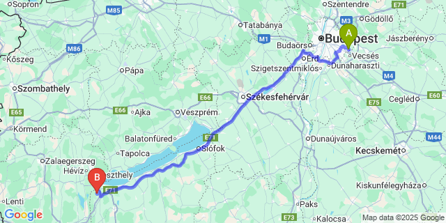 Map: Budapest Airport (BUD), Ferihegy, Liszt Ferenc to Vörs