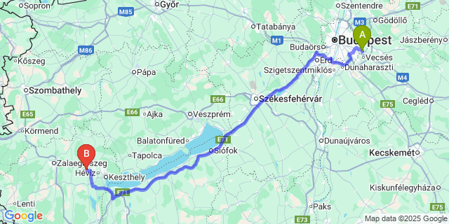 Map: Budapest Airport (BUD), Ferihegy, Liszt Ferenc to Zalacsány