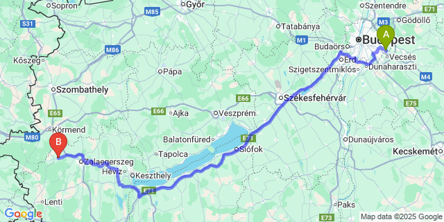 Map: Budapest Airport (BUD), Ferihegy, Liszt Ferenc to Zalacséb