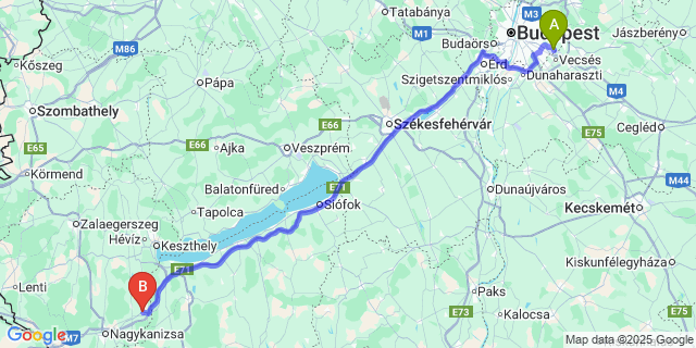 Map: Budapest Airport (BUD), Ferihegy, Liszt Ferenc to Zalakomár
