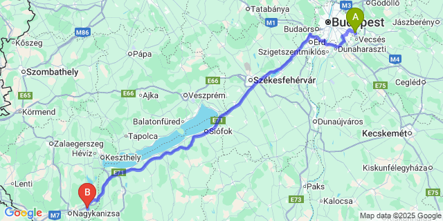 Map: Budapest Airport (BUD), Ferihegy, Liszt Ferenc to Zalaszentjakab