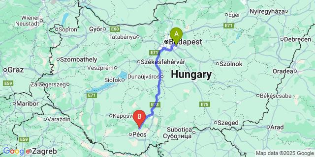 Map: Budapest Airport (BUD), Ferihegy, Liszt Ferenc to Zengővárkony
