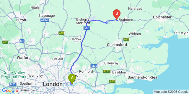 Map: London City Airport (LCY) to Bexhill