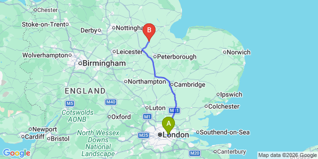 Map: London City Airport (LCY) to Bourne