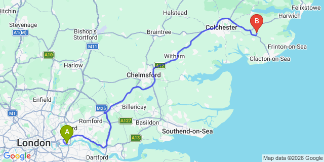 Map: London City Airport (LCY) to Canterbury