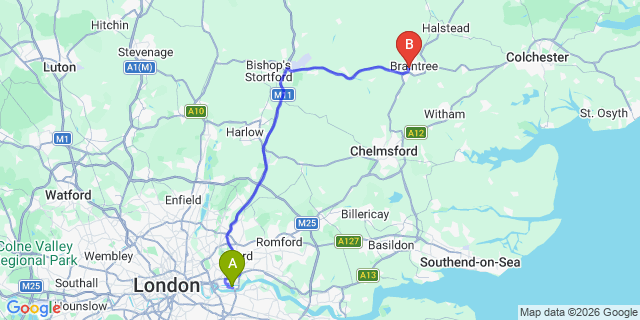 Map: London City Airport (LCY) to Cranbrook