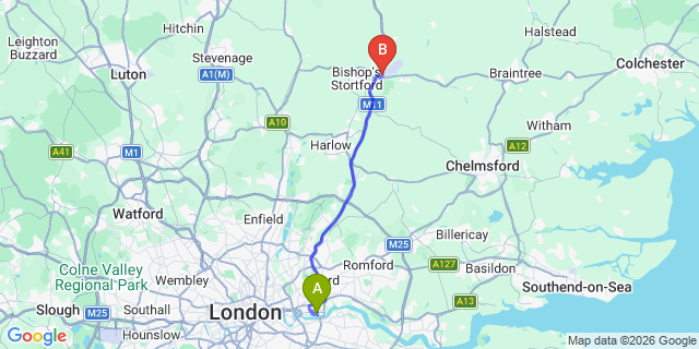 Map: London City Airport (LCY) to Dartford