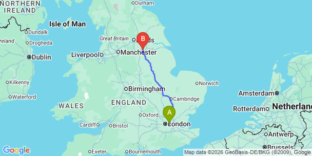 Map: London City Airport (LCY) to Doncaster
