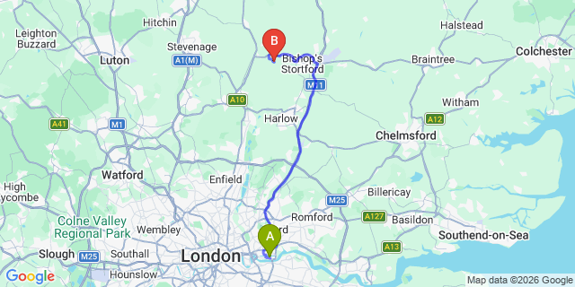 Map: London City Airport (LCY) to Edenbridge