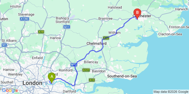 Map: London City Airport (LCY) to Fakenham
