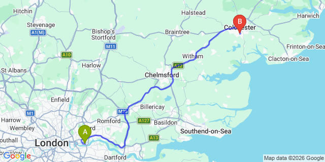 Map: London City Airport (LCY) to Faversham