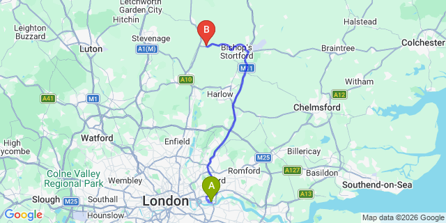 Map: London City Airport (LCY) to Forestrow