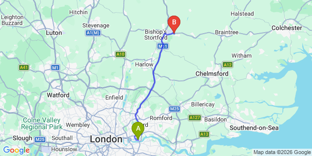 Map: London City Airport (LCY) to Hailsham