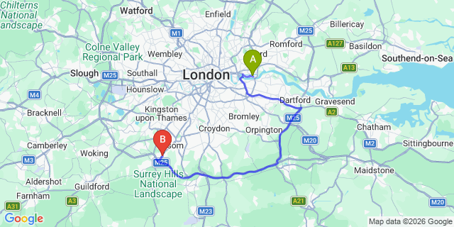Map: London City Airport (LCY) to London - Astead