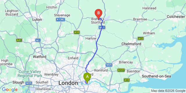 Map: London City Airport (LCY) to London - Crockenhill