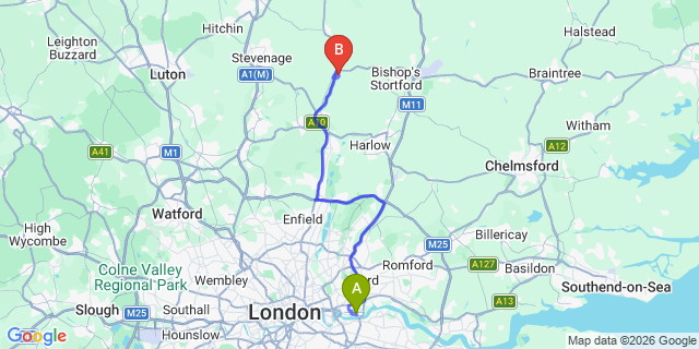 Map: London City Airport (LCY) to London E11