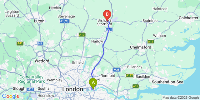 Map: London City Airport (LCY) to London - Erith