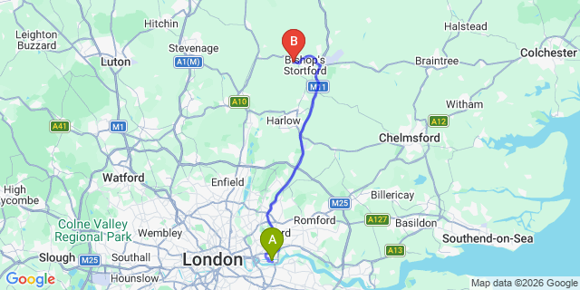 Map: London City Airport (LCY) to London SE2