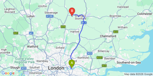 Map: London City Airport (LCY) to London SE9