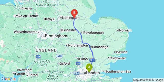 Map: London City Airport (LCY) to London - Thorpe
