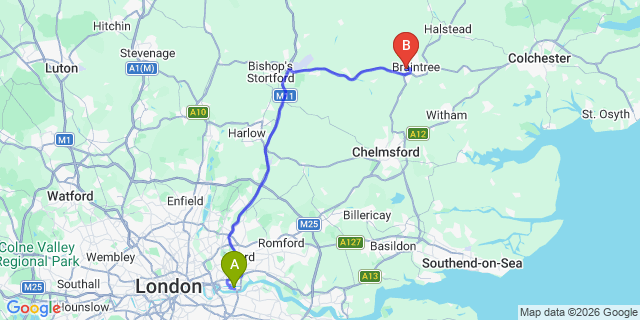 Map: London City Airport (LCY) to Maidstone