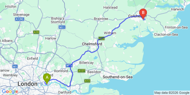 Map: London City Airport (LCY) to New Romney