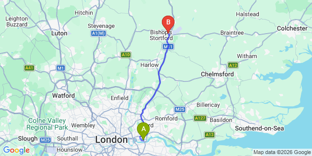 Map: London City Airport (LCY) to Sevenoaks
