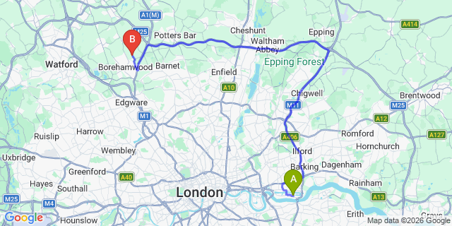 Map: London City Airport (LCY) to Well End