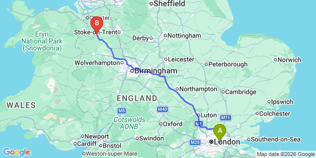 Map: London City Airport (LCY) to Whitchurch