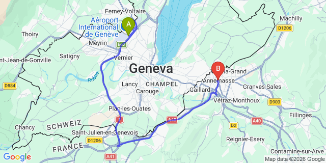 Map: Geneva Airport (GVA) to Annemasse