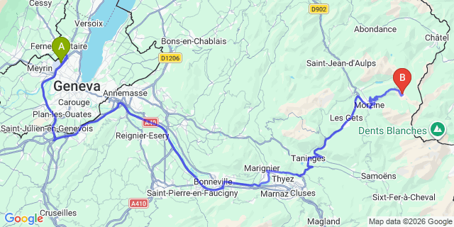 Map: Geneva Airport (GVA) to Avoriaz