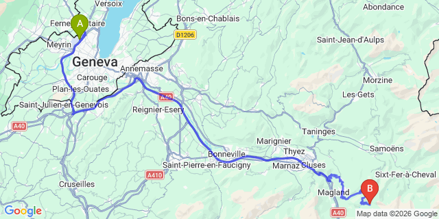 Map: Geneva Airport (GVA) to Flaine
