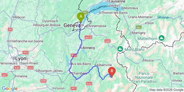 Map: Geneva Airport (GVA) to La Plagne