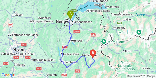 Map: Geneva Airport (GVA) to Megeve