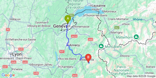 Map: Geneva Airport (GVA) to Meribel