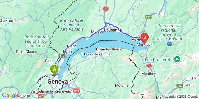 Map: Geneva Airport (GVA) to Montreux
